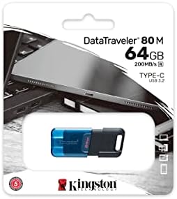 קינגסטון Datatraveler 80 M 64GB כונן הבזק USB-C | USB 3.2 Gen 1 | עד 200MB/s | DT80m/64GB